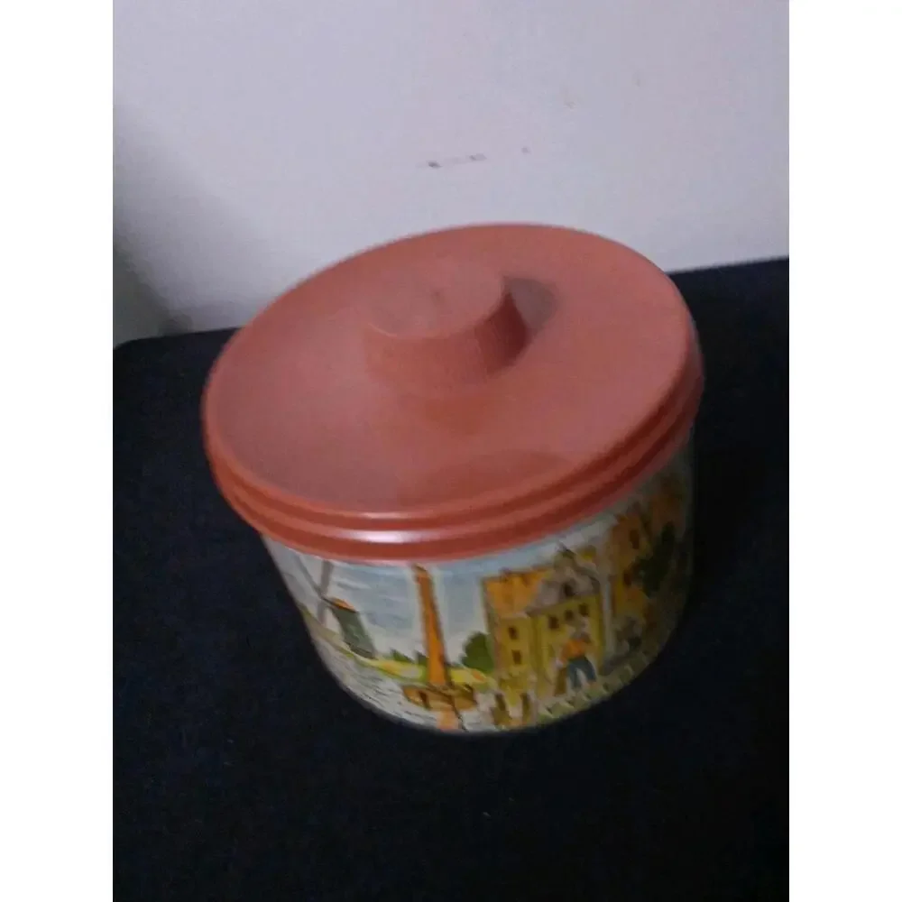 Vintage Mrs Leland's Old Fashioned Candies Tin w/ OrangLid ~ Scenes Venice Italy - Picture 5 of 9